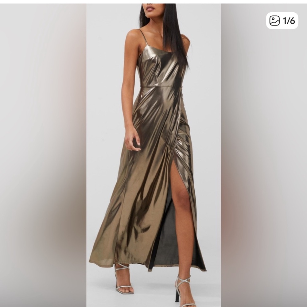 French Connection Ronja Metallic Bronze Maxi Dress